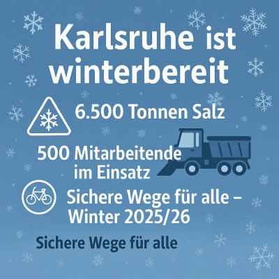 Karlsruher Winterdienst startet mit 6.500 Tonnen Salz in die Saison